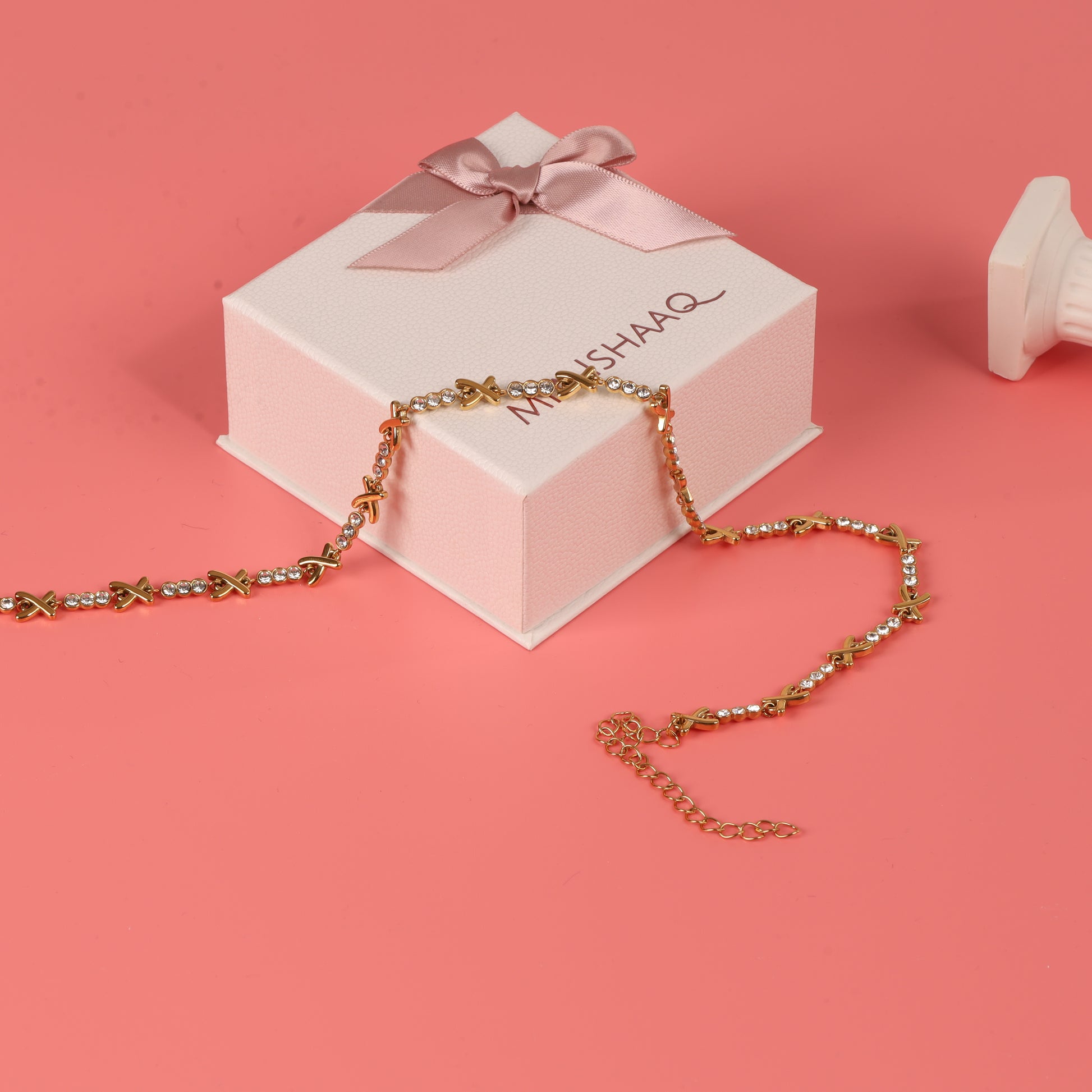 Gemma owen inspired gold xo crystal cross anklet waterproof jewellery - Mia Ishaaq