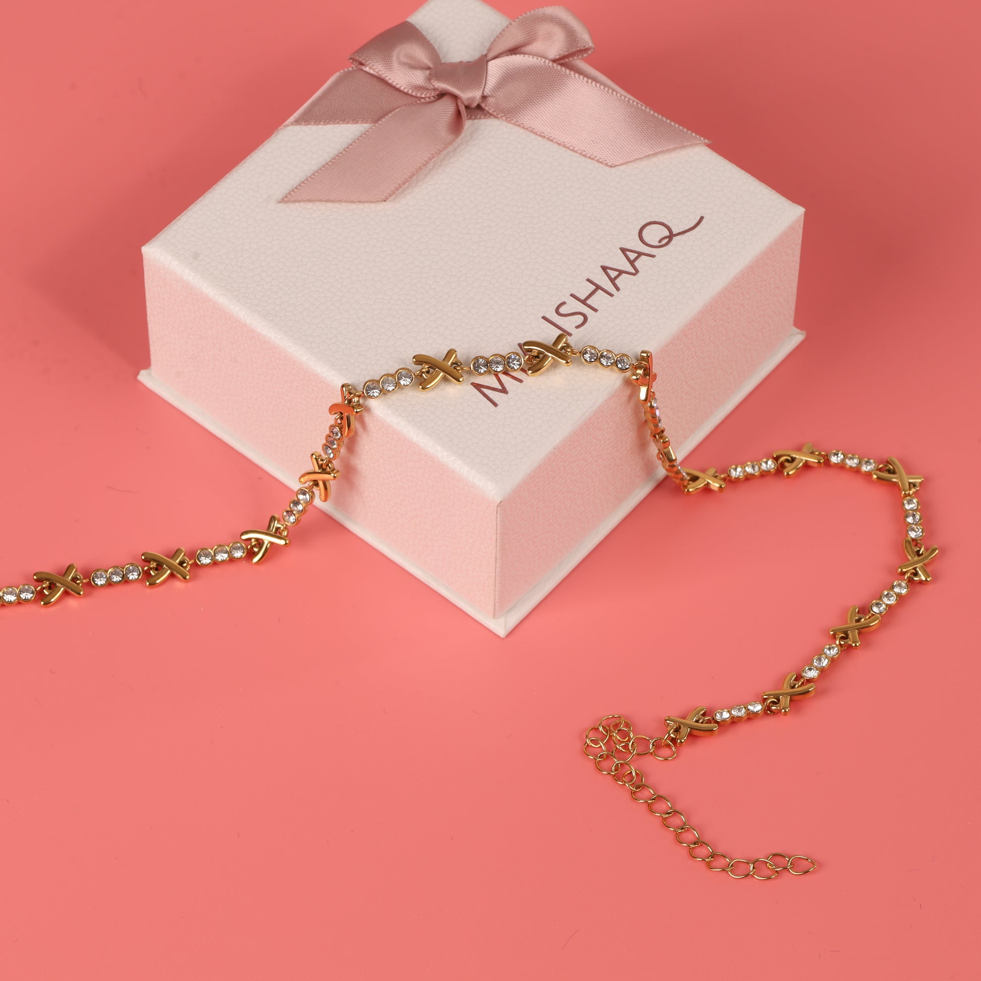 Gemma owen inspired gold xo crystal cross anklet waterproof jewellery - Mia Ishaaq