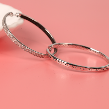 Pave Hoop 2 Tone Earrings