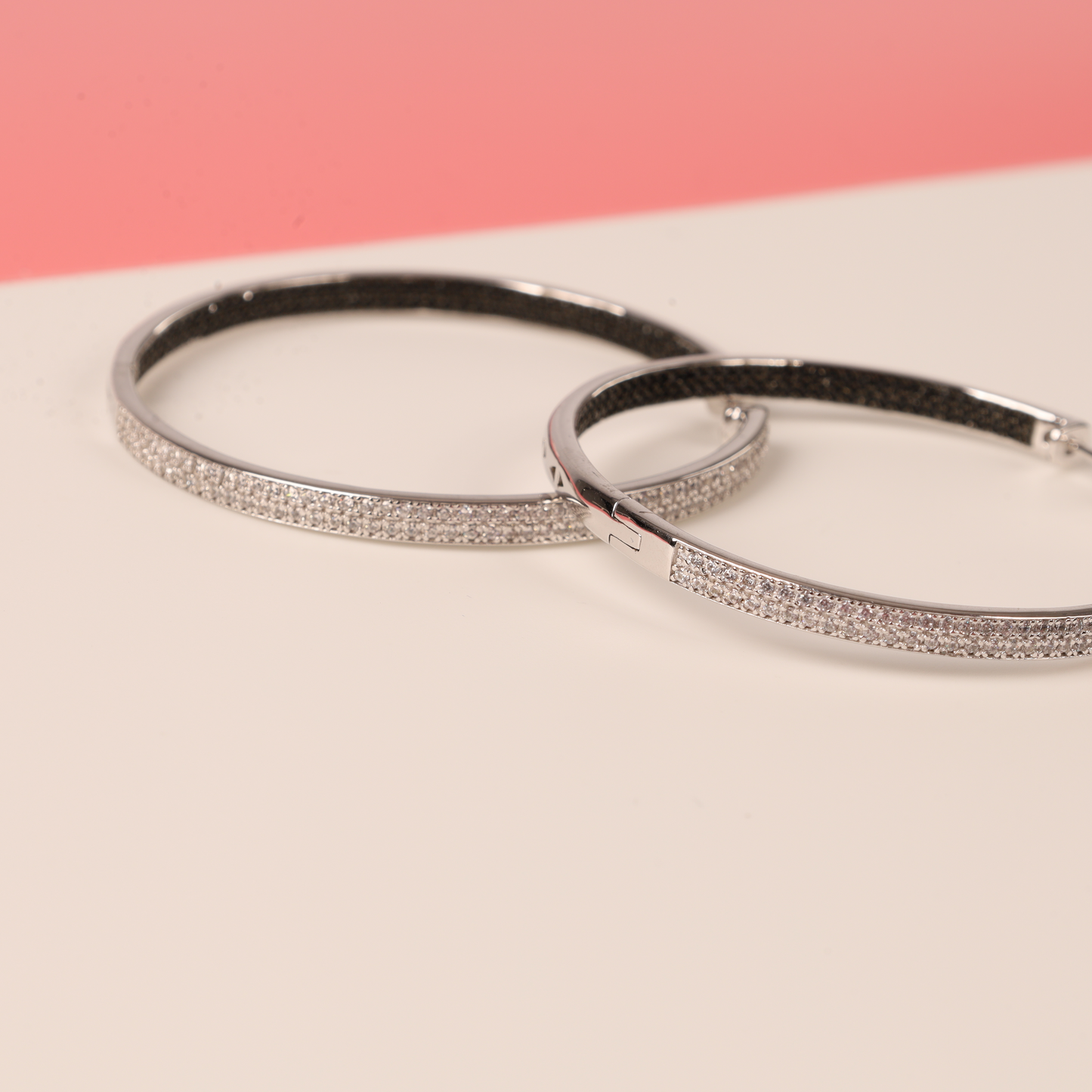 Pave Hoop 2 Tone Earrings