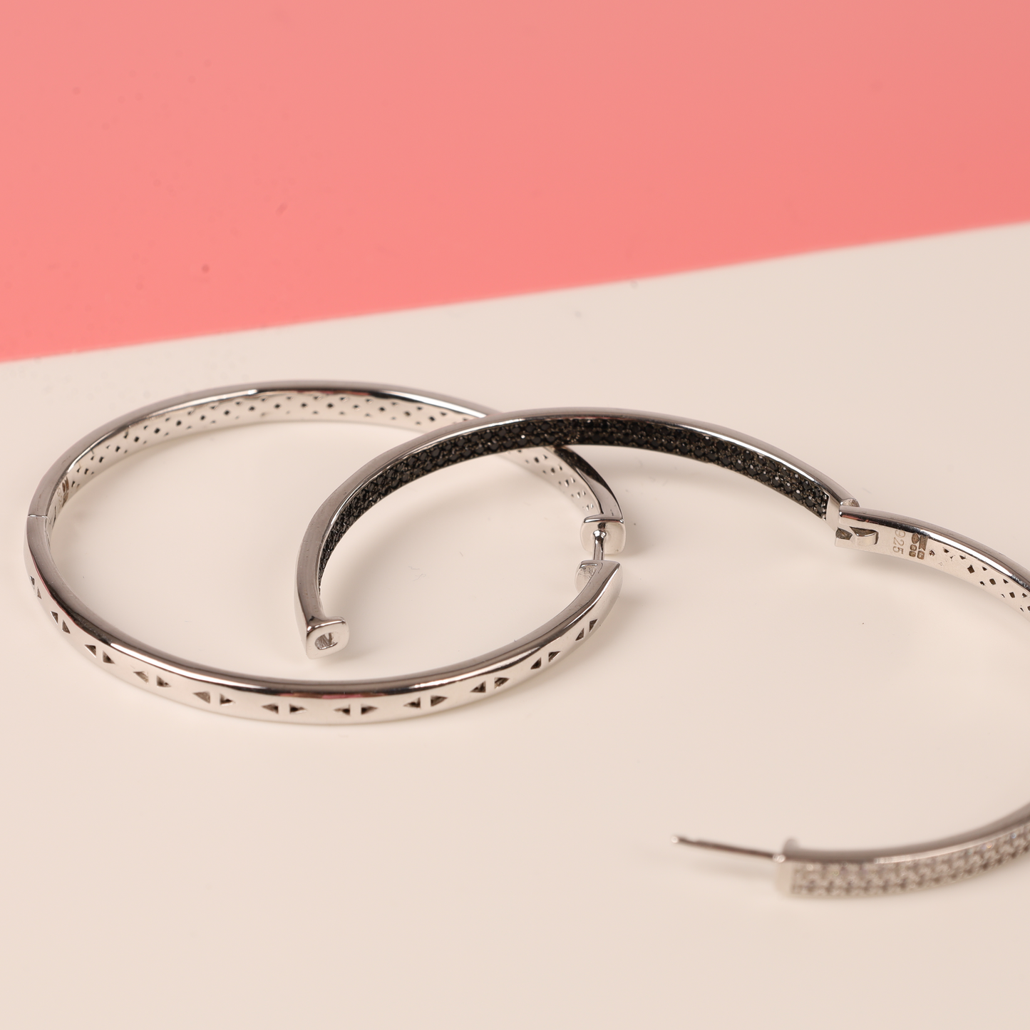 Pave Hoop 2 Tone Earrings