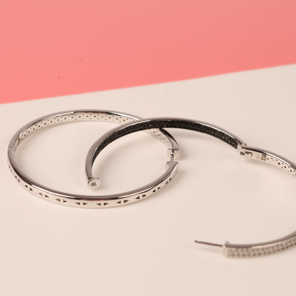 Pave Hoop 2 Tone Earrings