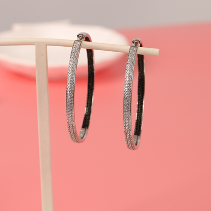 Pave Hoop 2 Tone Earrings