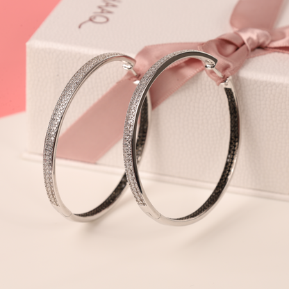 Pave Hoop 2 Tone Earrings