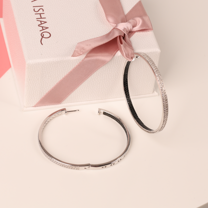 Pave Hoop 2 Tone Earrings