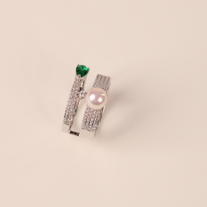 Green Cubic Zirconia Pearl Ring