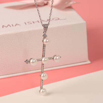 Natural Freshwater Pearl Cross Necklace