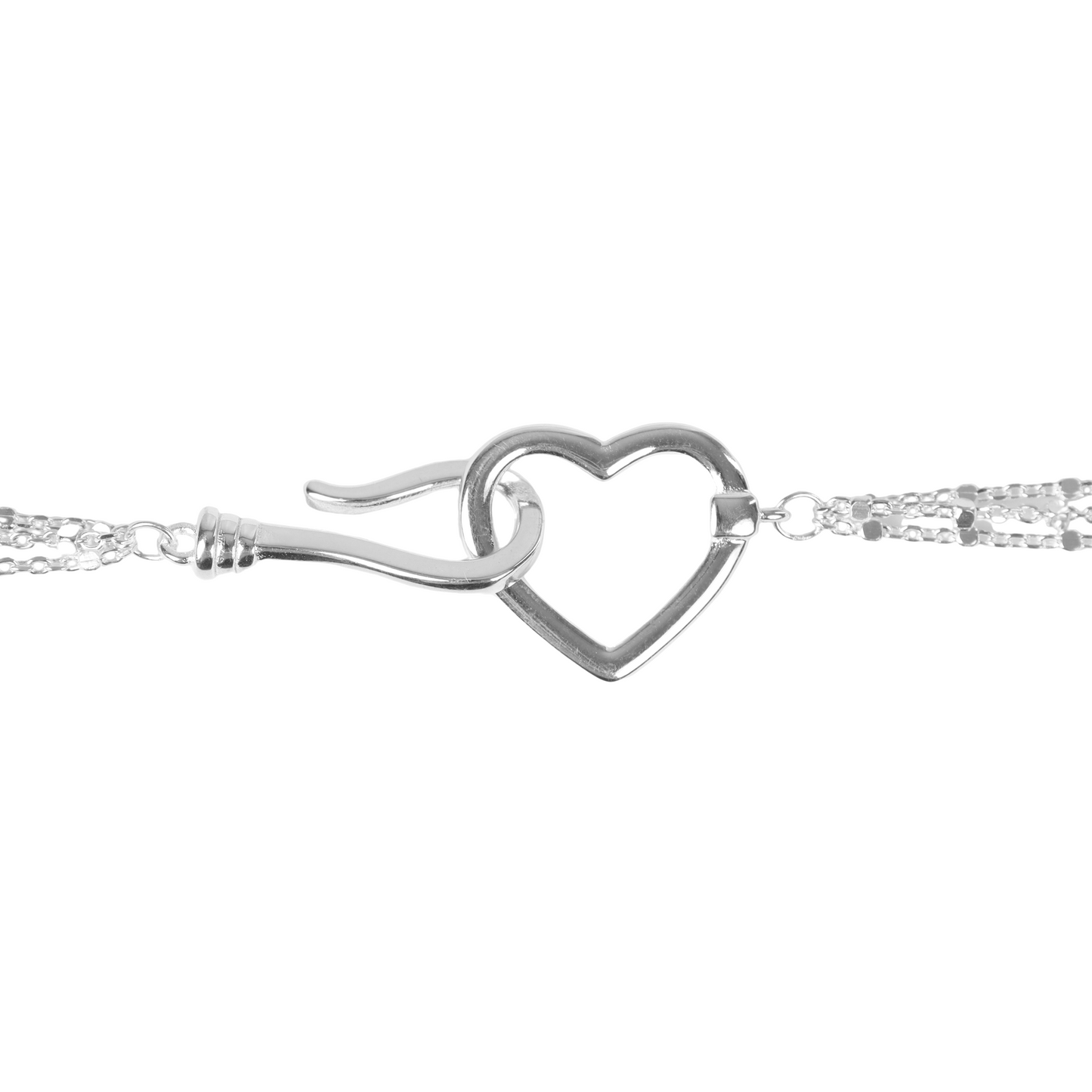 Sterling silver multi bead chain hook and heart lariat necklace - Mia Ishaaq