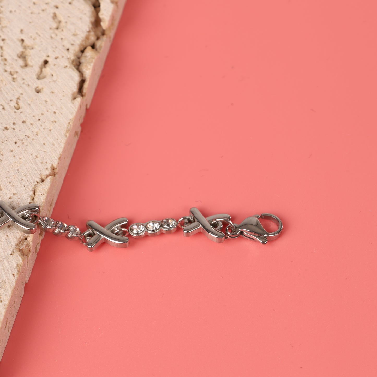 Gemma Owen inspired xo silver crystal cross stainless steel anklet - Mia Ishaaq