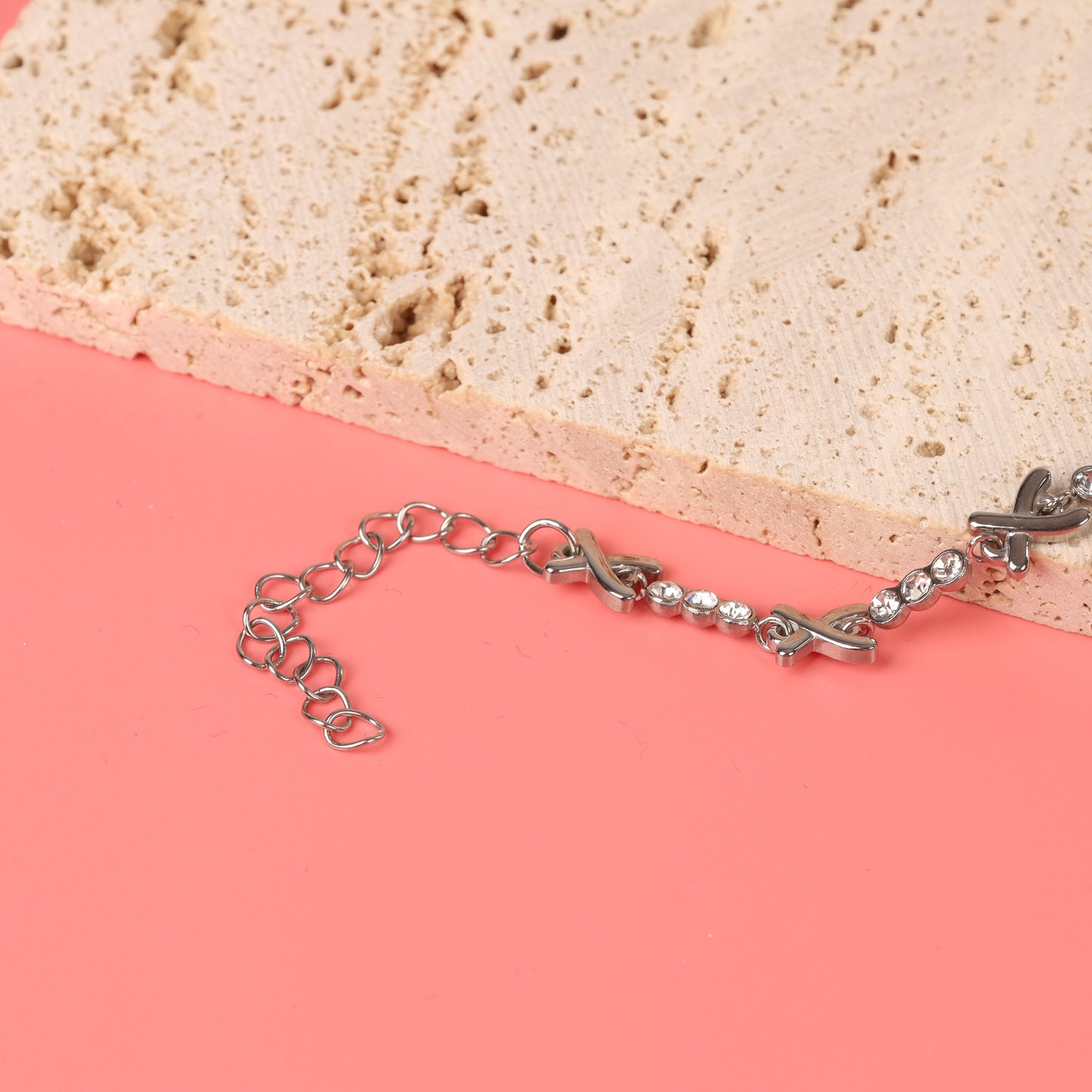 Gemma Owen inspired xo silver crystal cross stainless steel anklet - Mia Ishaaq