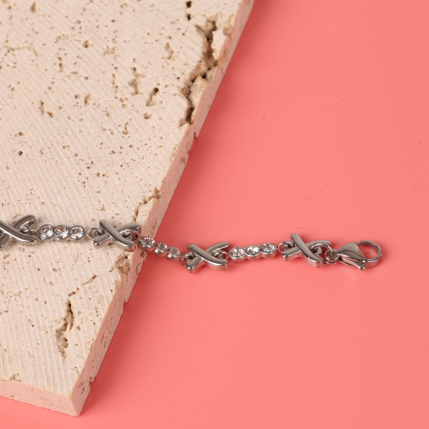 Gemma Owen inspired xo silver crystal cross stainless steel anklet - Mia Ishaaq