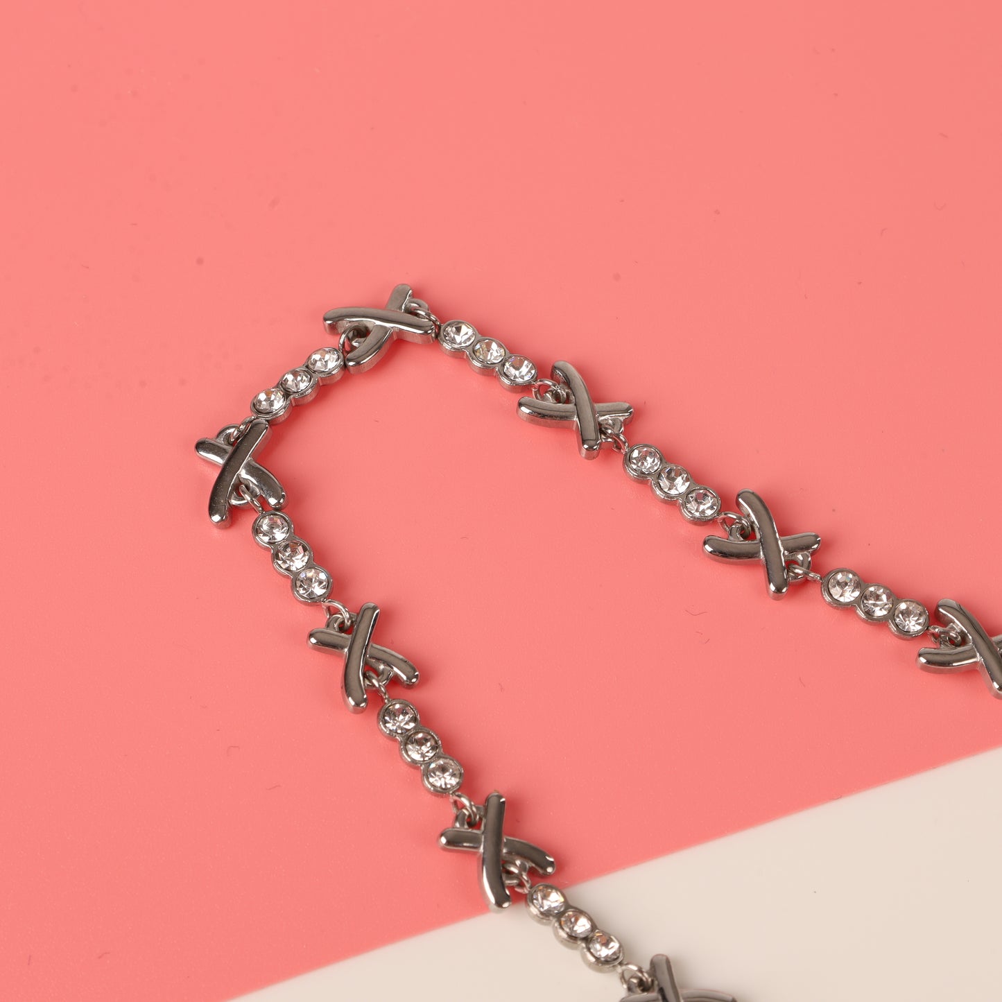 Gemma Owen inspired xo silver crystal cross stainless steel anklet - Mia Ishaaq