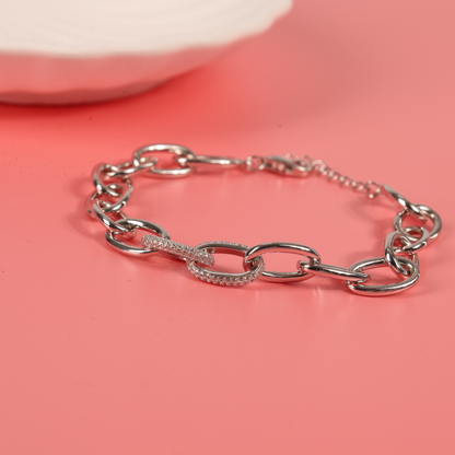 Sterling Silver Cuban Chain Link Charm Bracelet - Mia Ishaaq