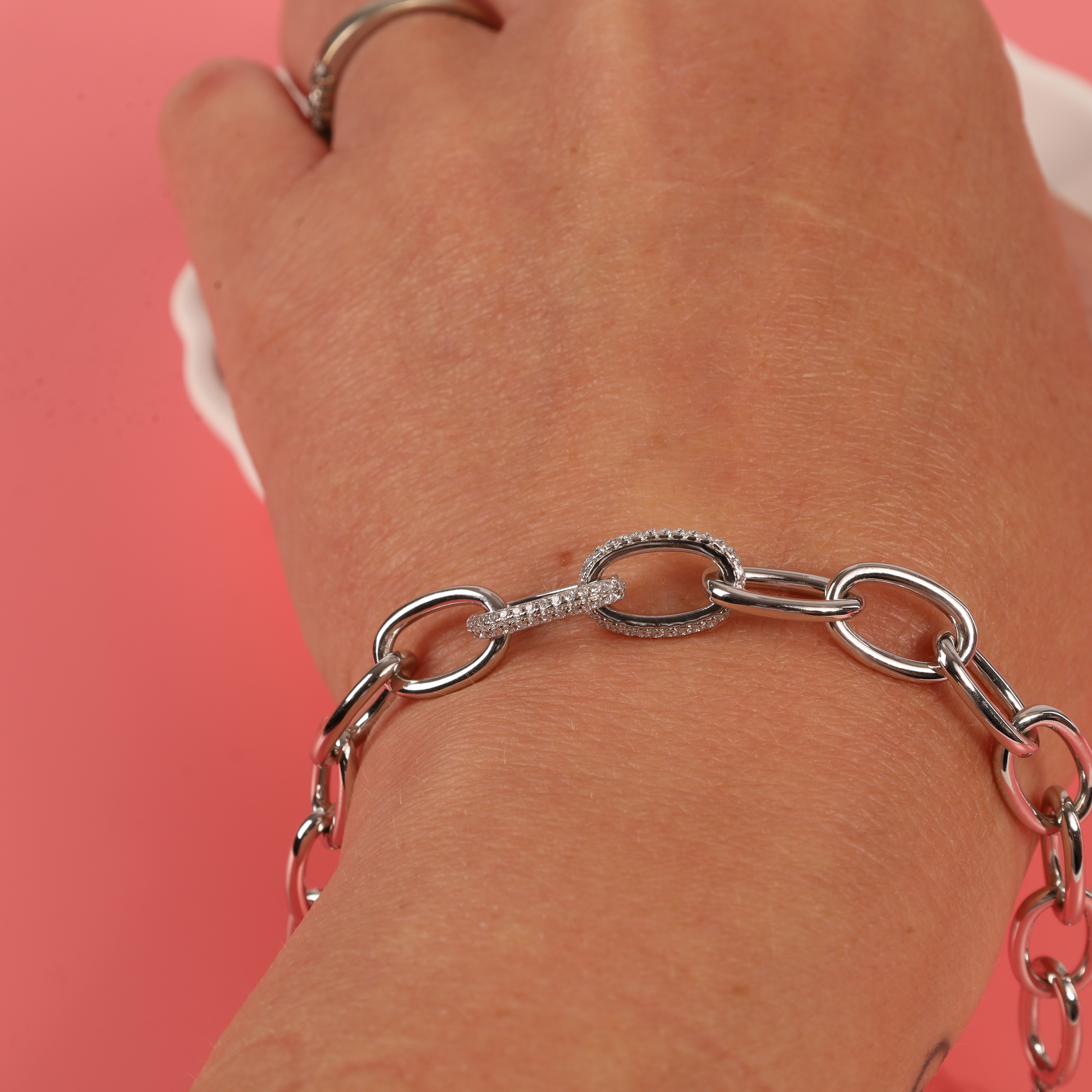 Sterling Silver Cuban Chain Link Charm Bracelet - Mia Ishaaq