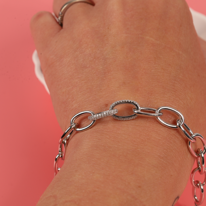 Sterling Silver Cuban Chain Link Charm Bracelet - Mia Ishaaq