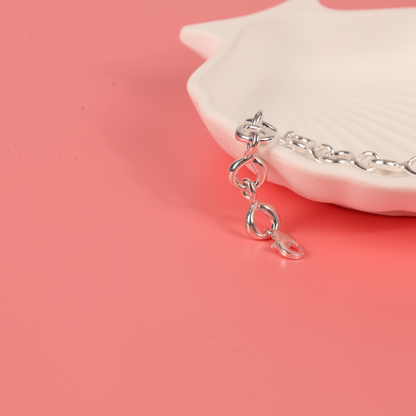 Sterling silver twist link chain heart tag bracelet for women and teens - Mia Ishaaq