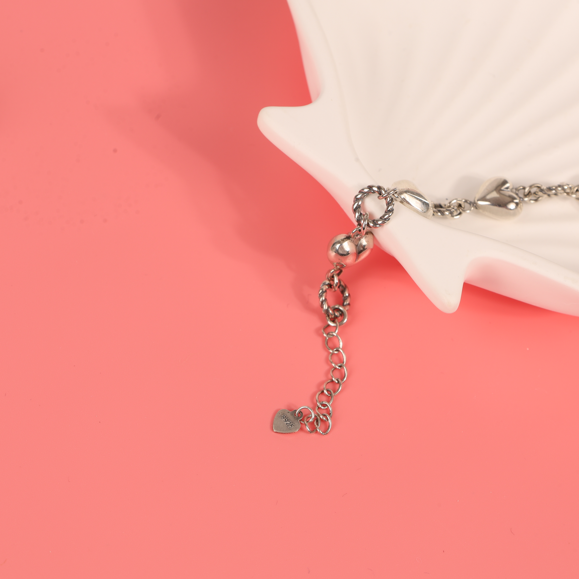 Sterling silver heart and ring chain retro bracelet - Mia Ishaaq