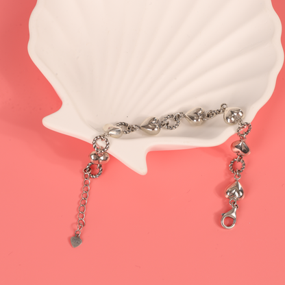 Sterling silver heart and ring chain retro bracelet - Mia Ishaaq