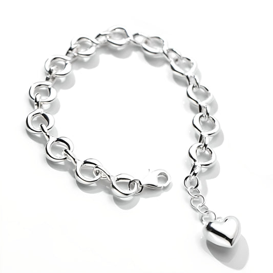 Mia Ishaaq "Romantic Heart" Sterling Silver Twist Chain Bracelet - Mia Ishaaq
