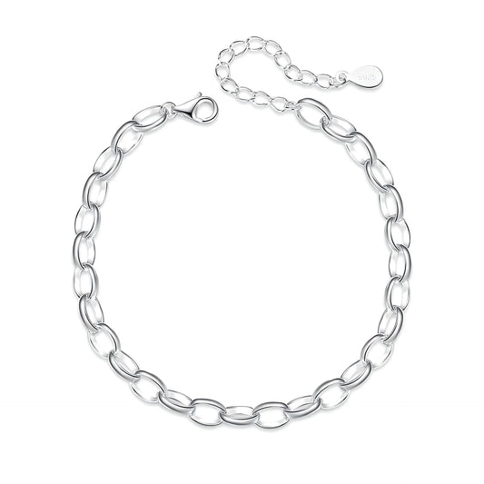 Sterling silver basis link chain charm bracelet - Mia Ishaaq