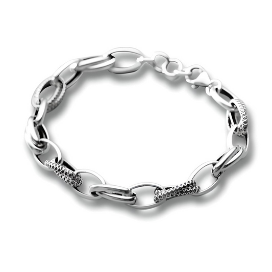 Sterling Silver Ellipse Link Chain Bracelet - Mia Ishaaq