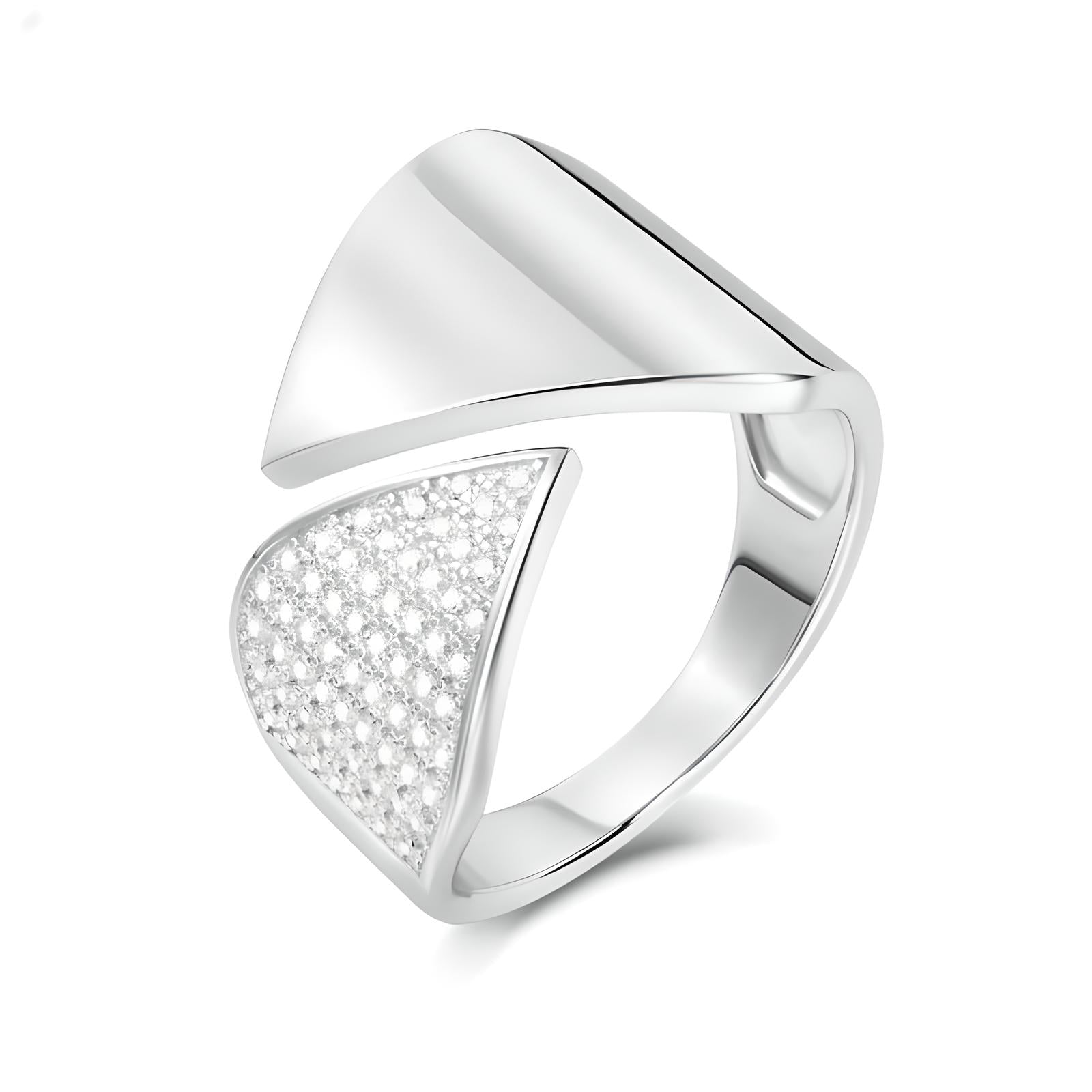 Sterling Silver Open Design Dazzling Direction Ring Band - Mia Ishaaq