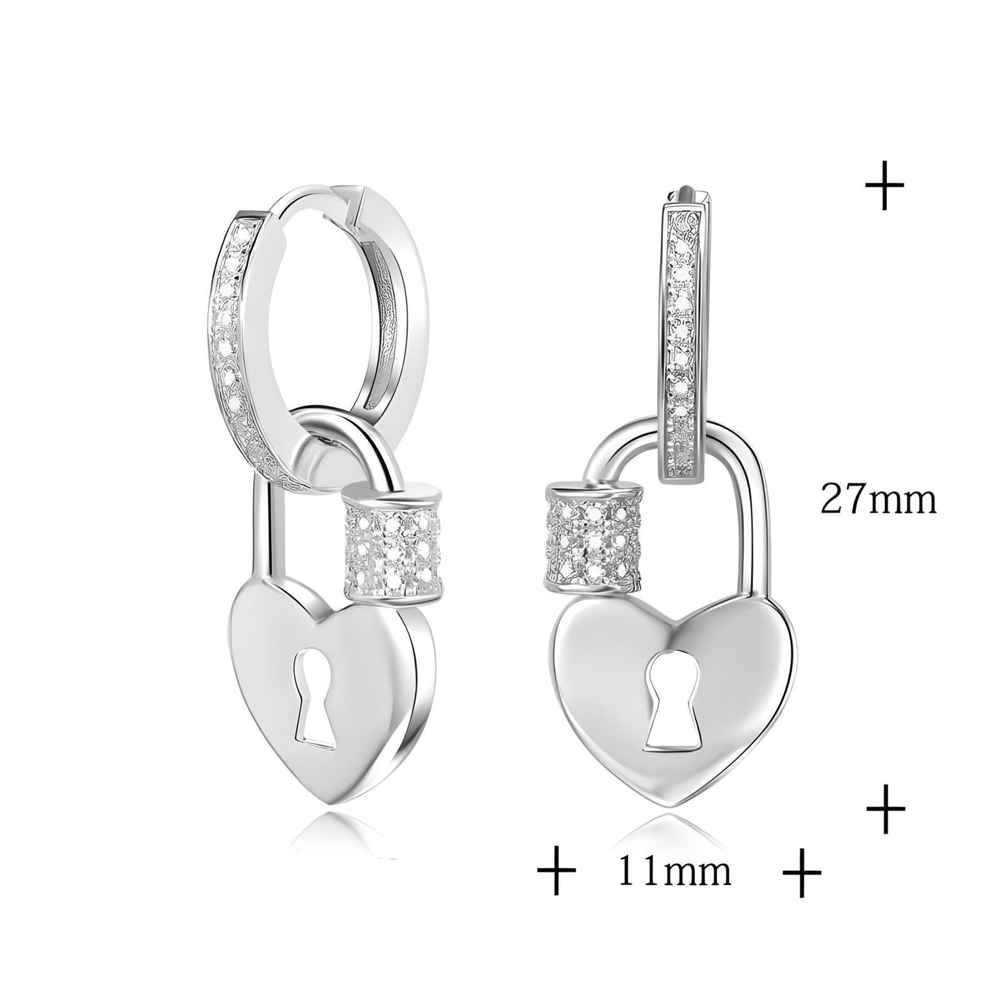 sterling silver heart lock drop earrings - Mia Ishaaq