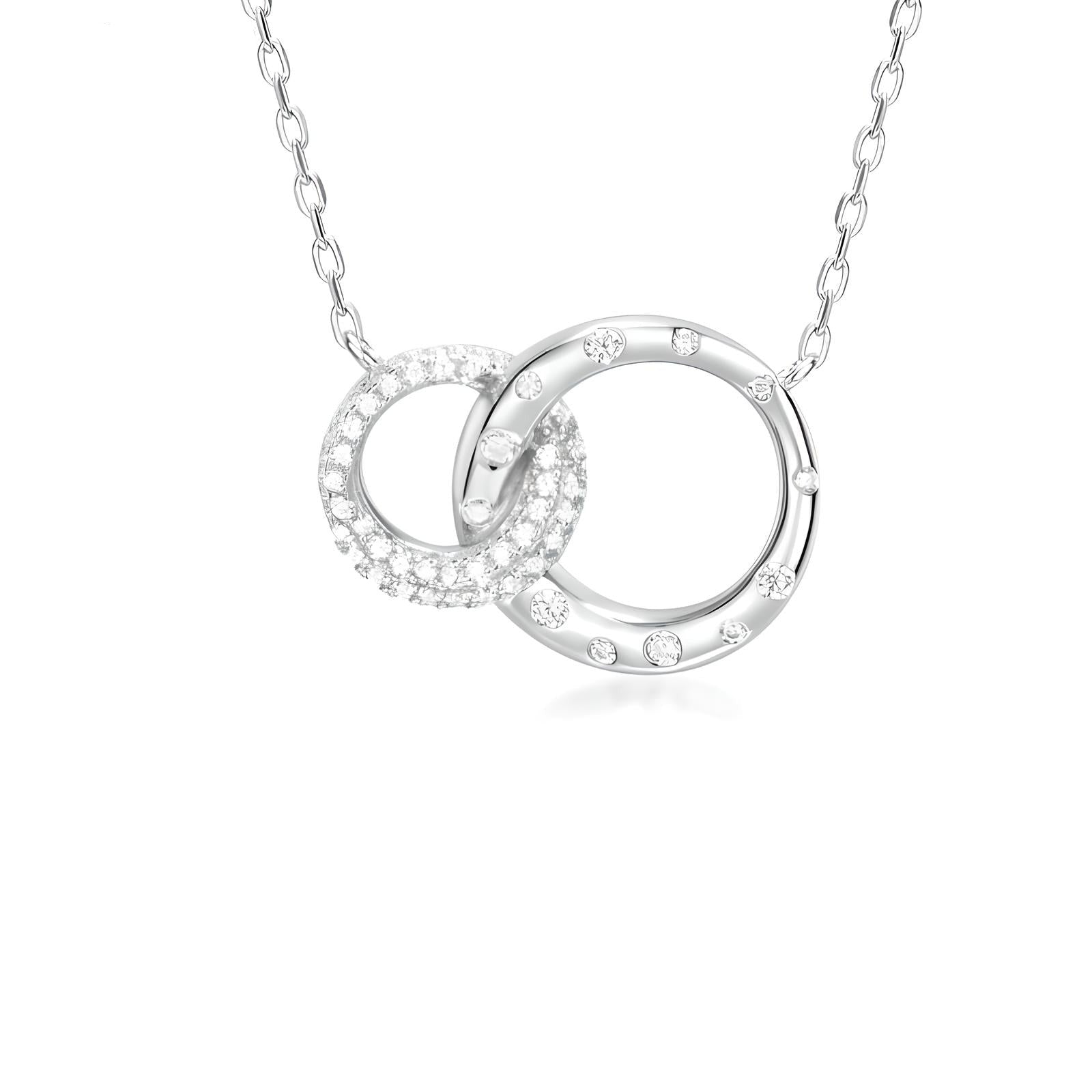 925 sterling silver interlocking circle eternity friendship necklace on a plain white background - Mia Ishaaq