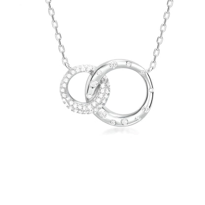 925 sterling silver interlocking circle eternity friendship necklace on a plain white background - Mia Ishaaq