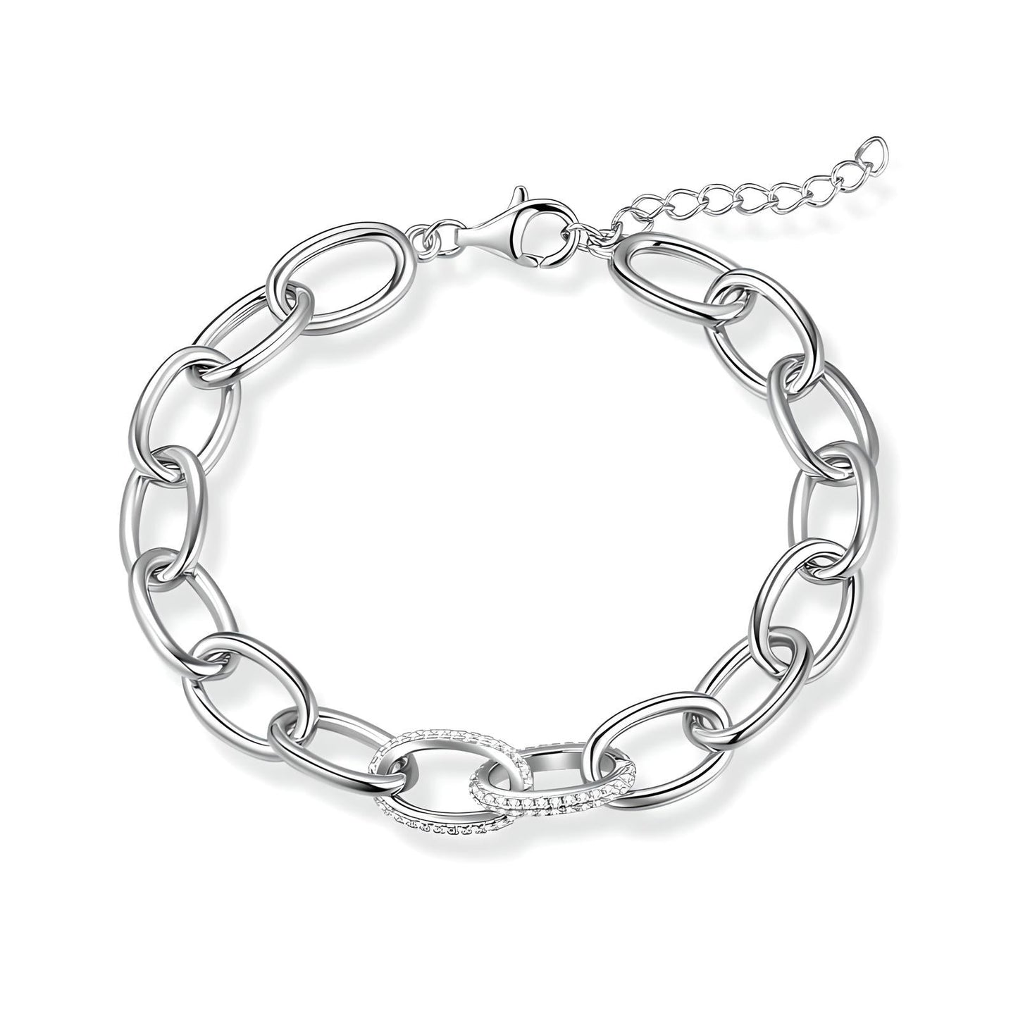 Sterling Silver Cuban Chain Link Charm Bracelet - Mia Ishaaq