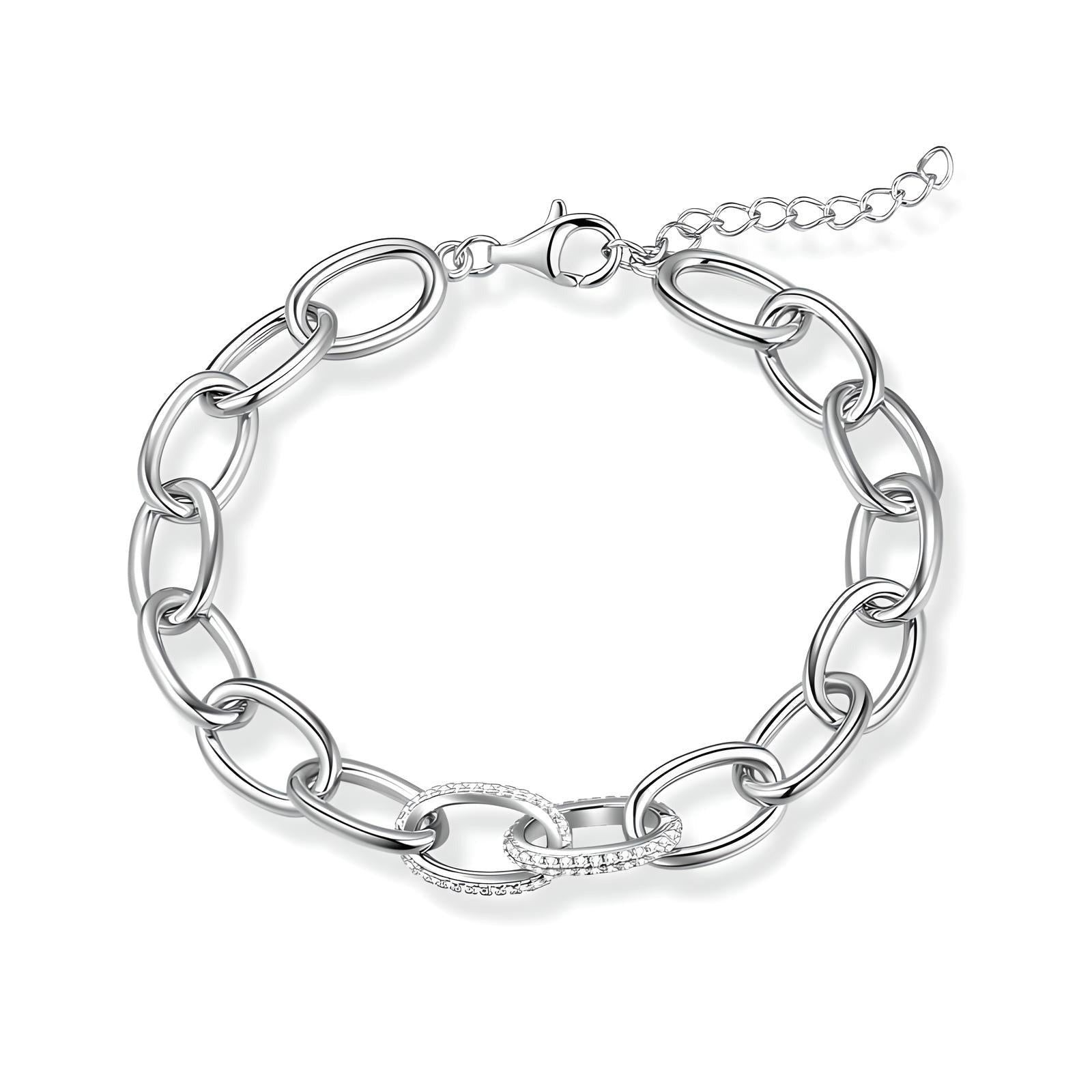 Sterling Silver Cuban Chain Link Charm Bracelet - Mia Ishaaq