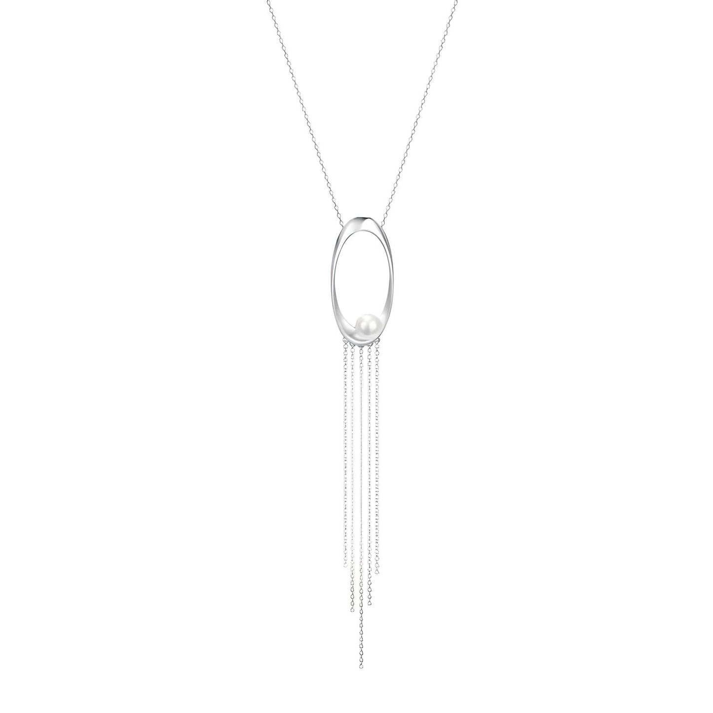 Sterling SIlver Tassel Chain Shell Pearl Necklace - Mia Ishaaq