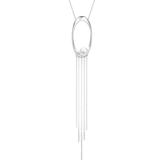 Sterling SIlver Tassel Chain Shell Pearl Necklace - Mia Ishaaq