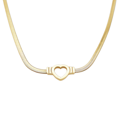 18k gold plated stainless steel heart pendant flat chain love necklace waterproof and hypoallergenic - Mia Ishaaq