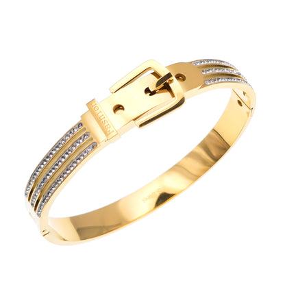 18k gold plated stainless steel waterproof fashion buckle bangle bracelet - Mia Ishaaq