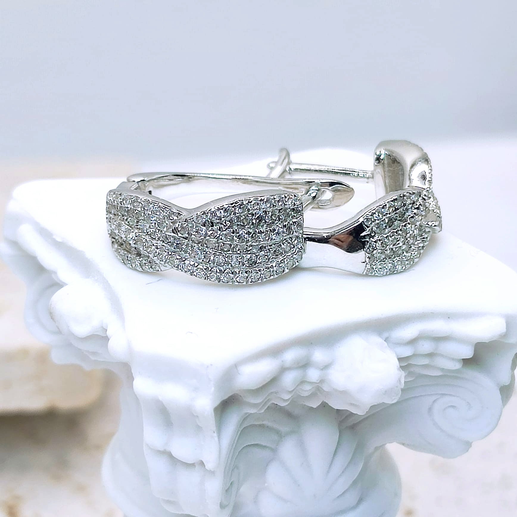 Sterling Silver Pave Cubic Zirconia Hoop Earrings - Mia Ishaaq