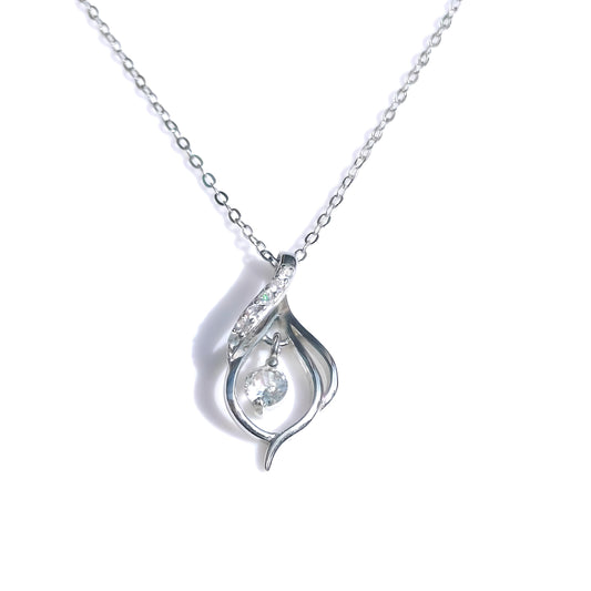 Sterling Silver Cubic Zirconia Drop Shape Pendant Necklace - Mia Ishaaq