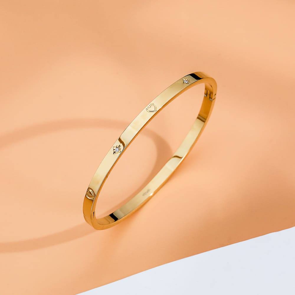 Gold guiding heart polaris north star bangle bracelet for women - Mia Ishaaq