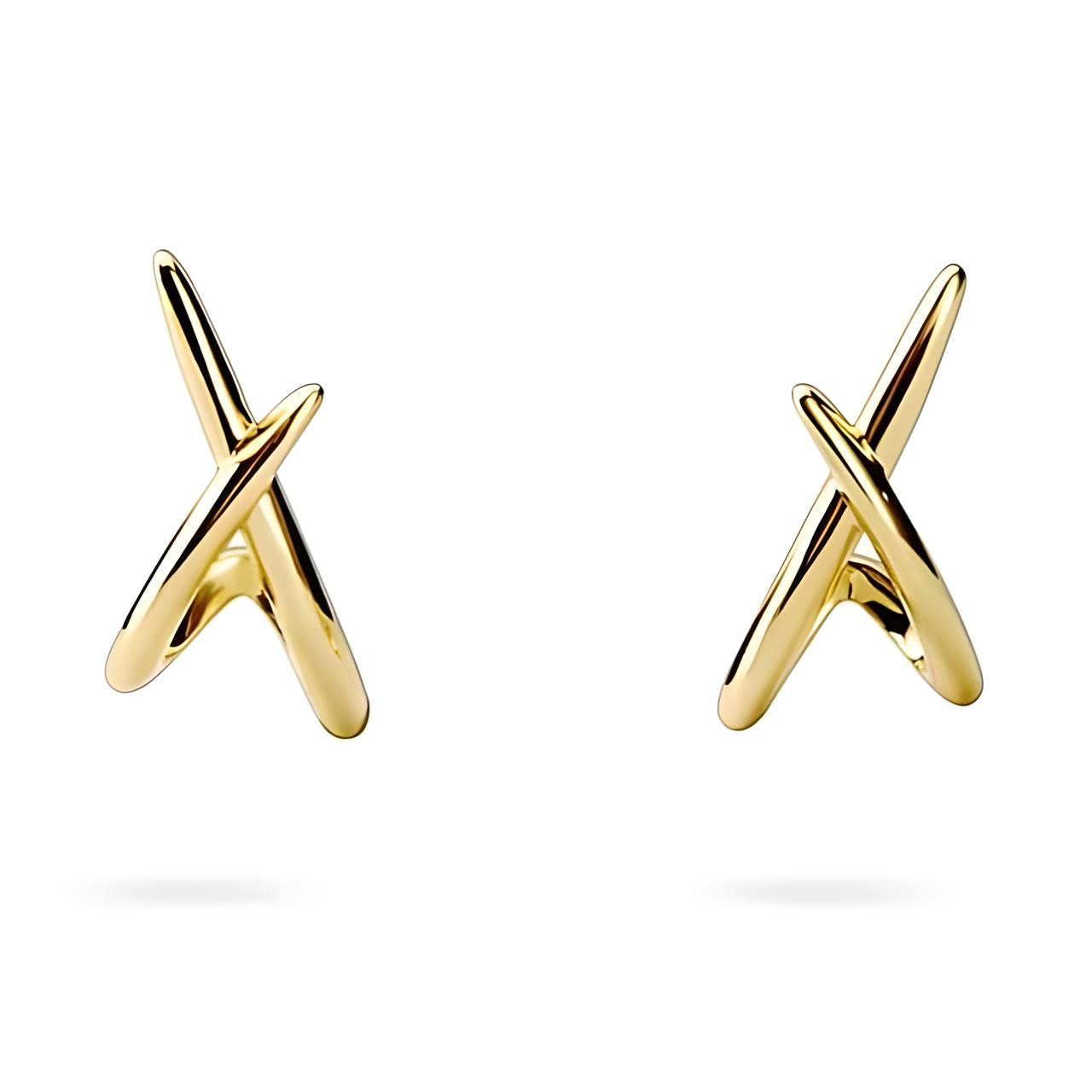 Front detail of the Gold Loop Cross Stud Earrings on the plain white background - Mia Ishaaq