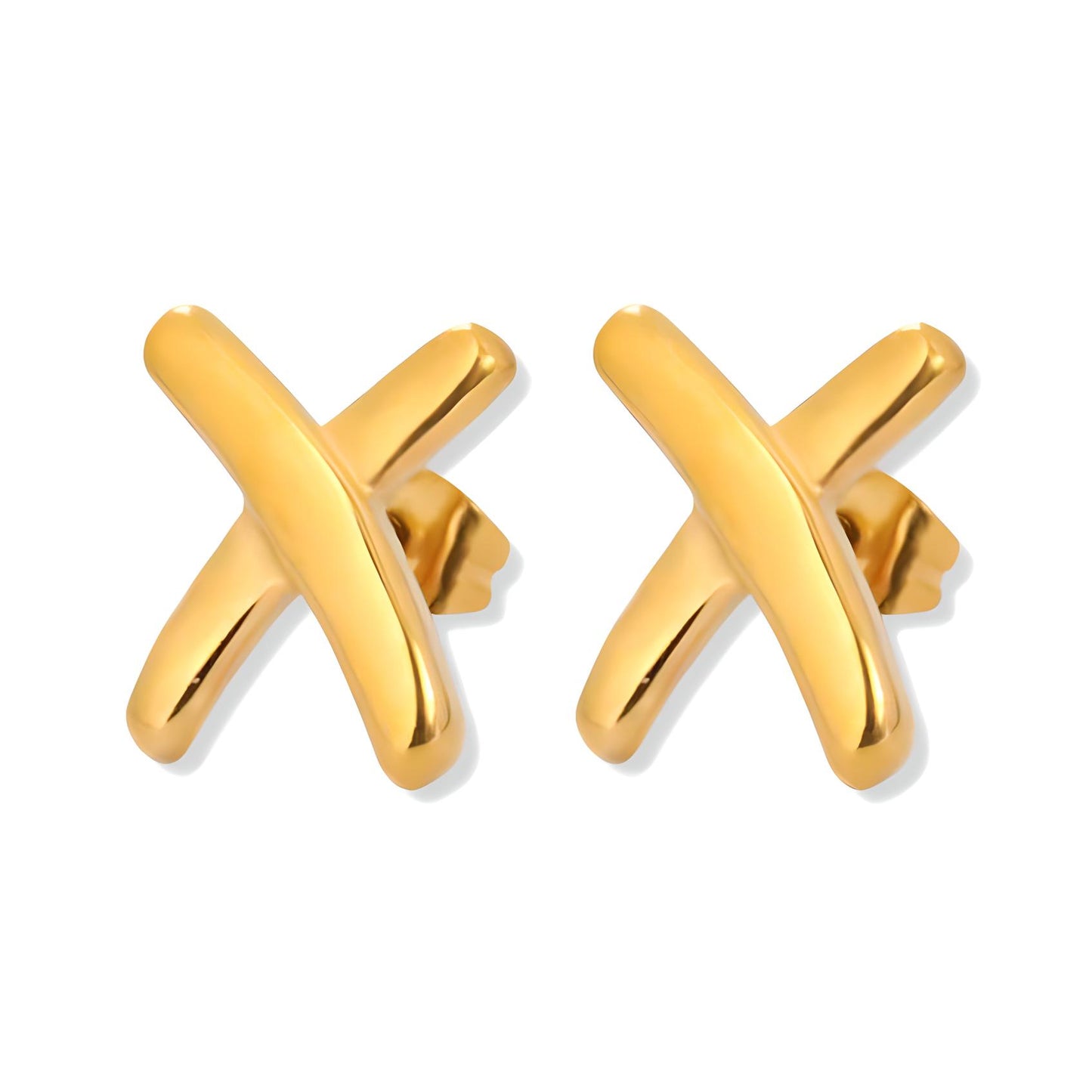 Gemma Owen-Inspired Cross Design Stud Earrings in stainless steel and 18k gold plating - Mia Ishaaq