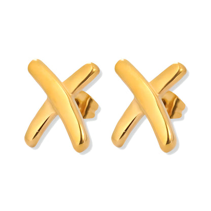 Gemma Owen-Inspired Cross Design Stud Earrings in stainless steel and 18k gold plating - Mia Ishaaq