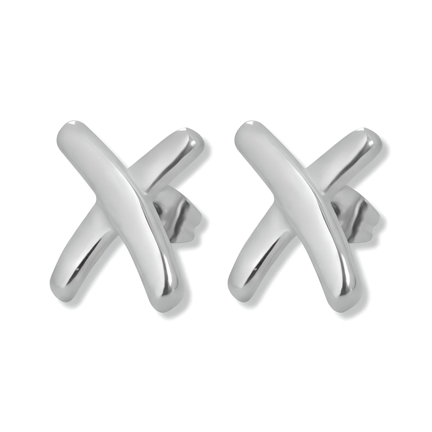 Gemma Owen-Inspired Cross Design Stud Earrings in stainless steel and 18k gold plating - Mia Ishaaq