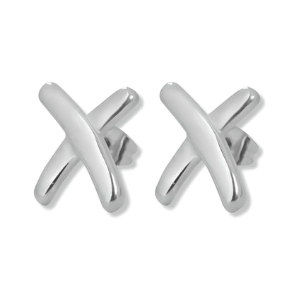 Gemma Owen-Inspired Cross Design Stud Earrings in stainless steel and 18k gold plating - Mia Ishaaq