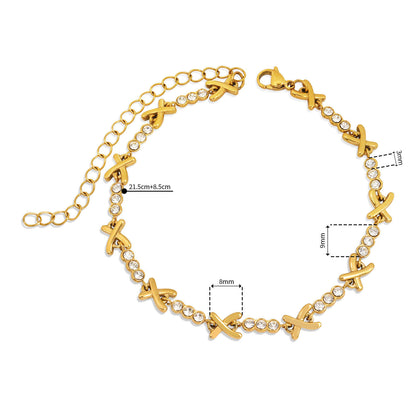 Gemma owen inspired gold xo crystal cross anklet waterproof jewellery - Mia Ishaaq