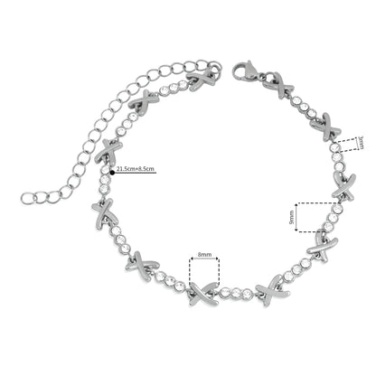 Gemma Owen inspired xo silver crystal cross stainless steel anklet - Mia Ishaaq