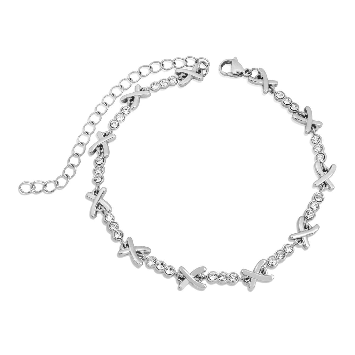 Gemma Owen inspired xo silver crystal cross stainless steel anklet - Mia Ishaaq