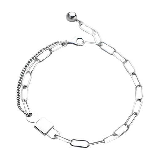 Sterling silver padlock and key link chain bracelet - Mia Ishaaq