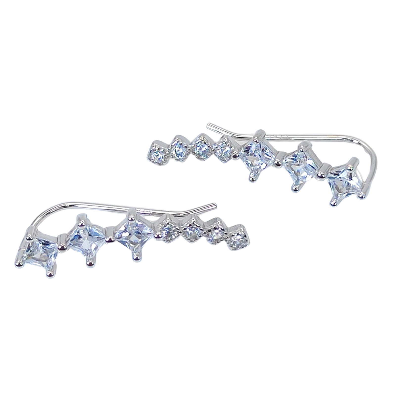 925 Sterling Silver Crystal Ear Cuffs Earrings - Mia Ishaaq