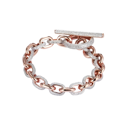 Sterling Silver Luxury 2 tone Rose gold Cubic Zirconia Glamour Bracelet - Mia Ishaaq