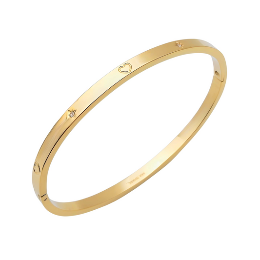 Gold guiding heart polaris north star bangle bracelet for women - Mia Ishaaq
